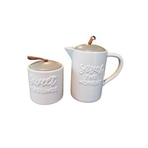 Mary & Martha Simply Elegant White Ceramic Sugar and Creamer Set J1886